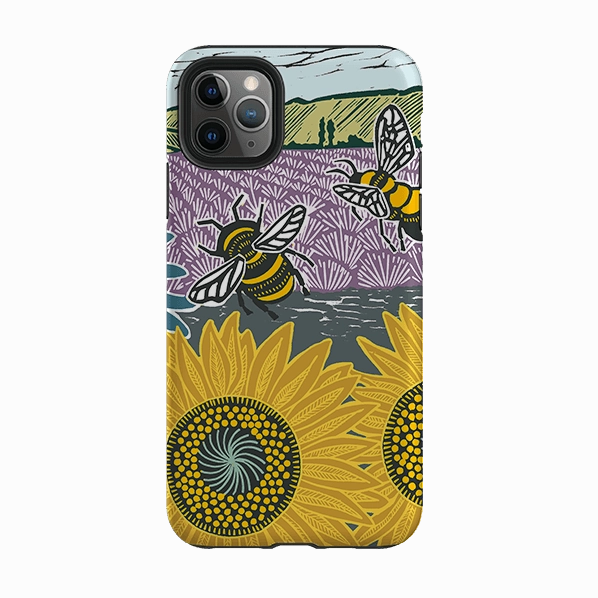 Metal Texture iPhone Tough Case - Bees And Sunflowers By Kate Heiss