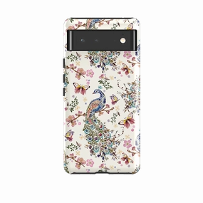 Google Tough Case -  Peacock and Cherry Blossoms By Helen Ahpornsiri Travel Friendly Modern Touch
