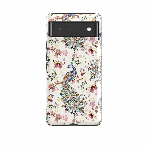 Google Tough Case -  Peacock and Cherry Blossoms By Helen Ahpornsiri Travel Friendly Modern Touch