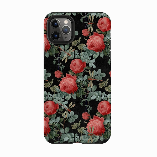 iPhone Tough Case - Dragons And Roses Glossy Finish Look premium design