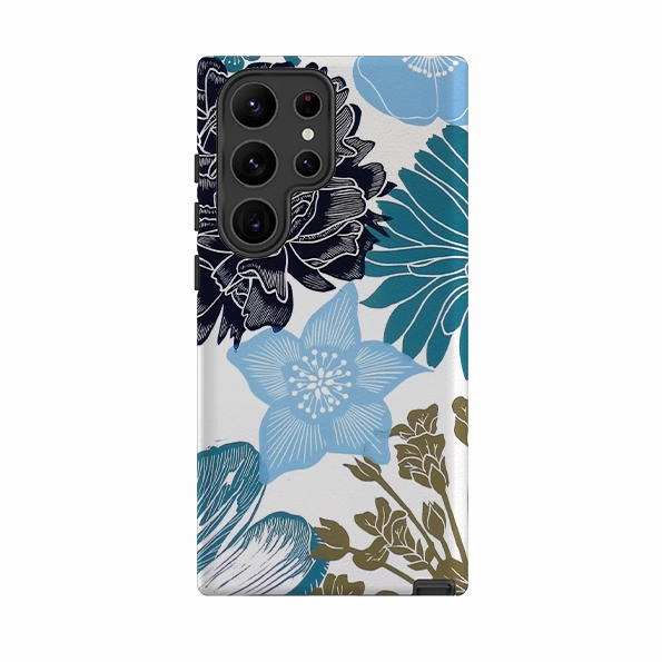 Samsung Tough Case - Cottage Garden Blue By Kate Heiss dust protection Stylish Grip Texture