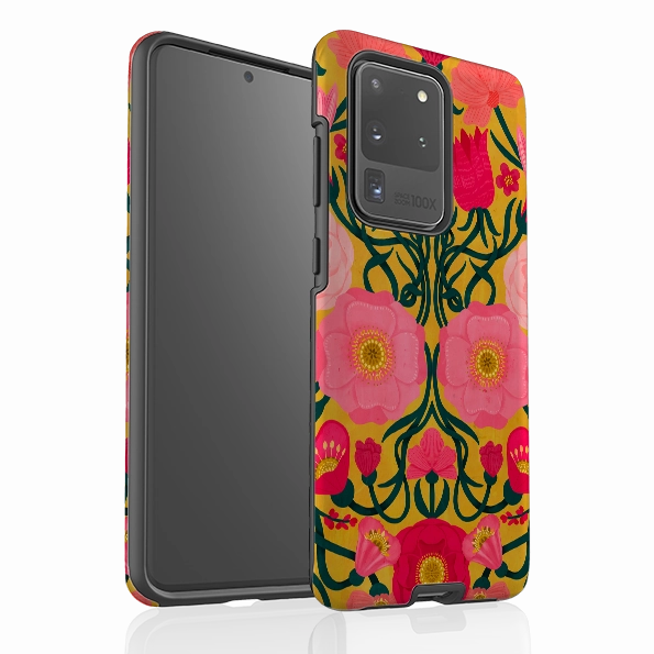 Modern Grip Texture Samsung Tough Case - Yellow Flora By Nina Pace