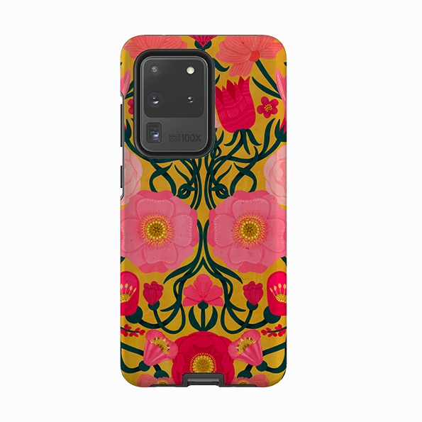 Samsung Tough Case - Yellow Flora By Nina Pace Vivid Pattern Futuristic style