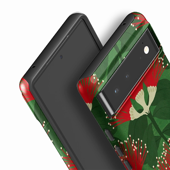 Smooth Form Google Tough Case -  Pohutukawa Green And Red By Katherine Quinn