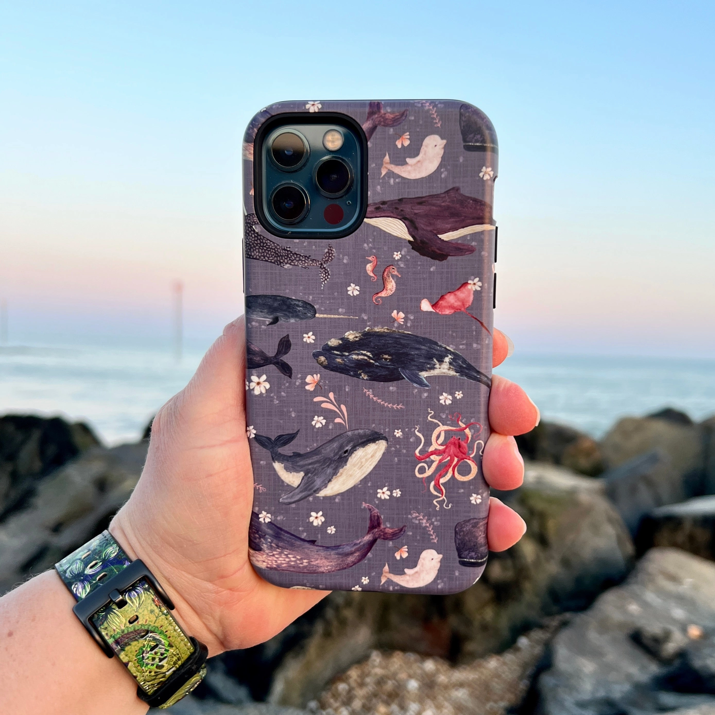 iPhone Tough Case - Whale Song Lavender By Katherine Quinn Premium Feel Luxury Layer Texture