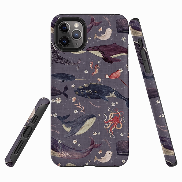 Daily Grip Durable Pattern iPhone Tough Case - Whale Song Lavender By Katherine Quinn