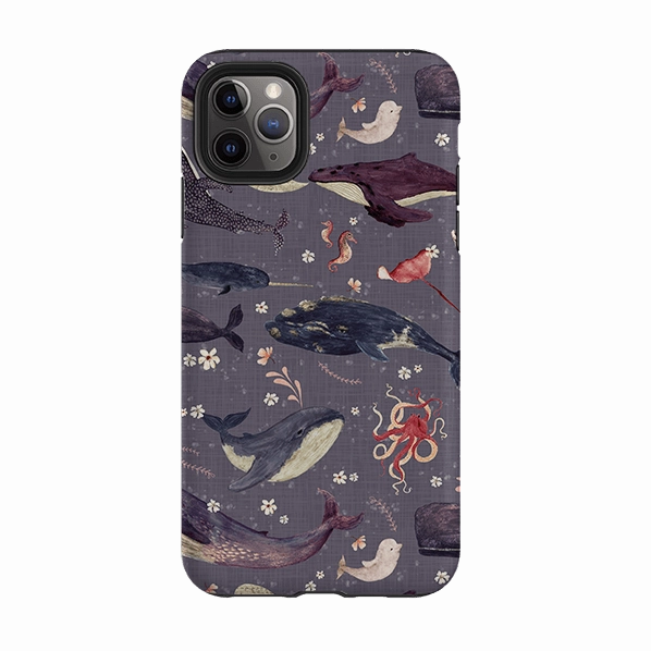iPhone Tough Case - Whale Song Lavender By Katherine Quinn Wireless charging Polished Surface