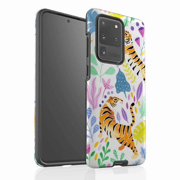 Samsung Tough Case - Tigers And Flowers By Bex Parkin Rugged Pattern Design