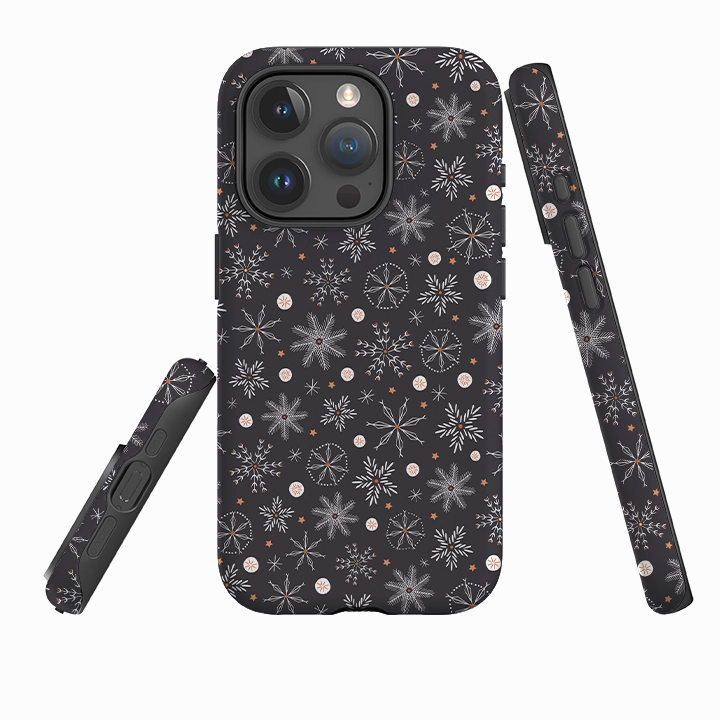 iPhone Tough Case - Christmas Snowflakes II By Ali Brookes Durable Pattern Hybrid Finish