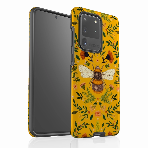 Sleek Edge Carbon Fiber Samsung Tough Case - Botanical Bee Honey By Jade Mosinski