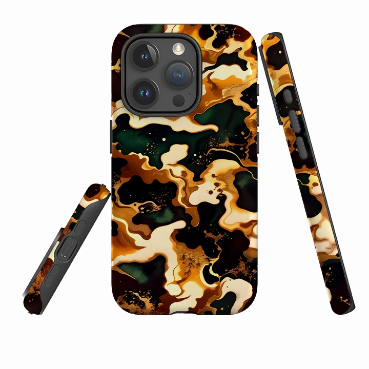 Compact Feel Premium Surface iPhone Tough Case - Green Fire Marble