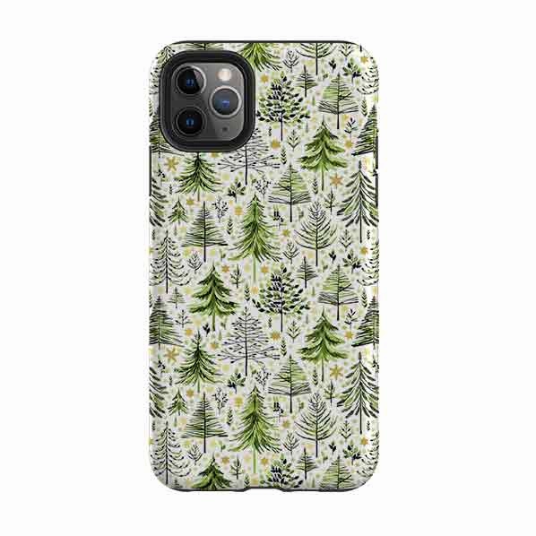 Comfort touch iPhone Tough Case - Green Xmas Trees By Elisabeth Haager