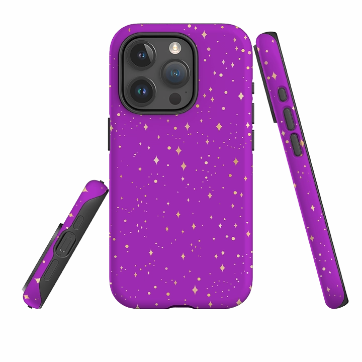 iPhone Tough Case - Purple Cosmos Rugged Texture Design Hybrid Edge Finish