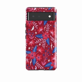 Rugged Surface Build Google Tough Case -  Red Moon Garden By Lee Foster Wilson