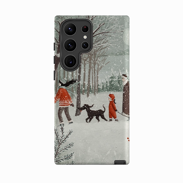Durable Texture Layer Marble Pattern Samsung Tough Case - Winter Walk By Maja Lindberg