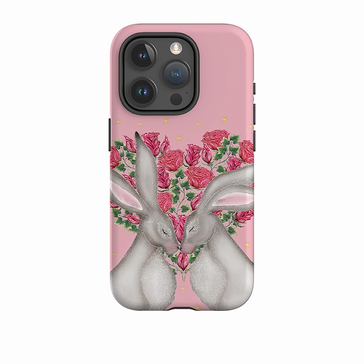iPhone Tough Case - White Hares Rose Heart By Catherine Rowe Vivid Surface Detail Textured Detail