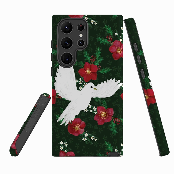 Samsung Tough Case - Dove and Floral By Abby Jacobs Grip Layer Slim Design