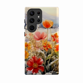 Slim Fitment Fashion Texture Samsung Tough Case - Winter Wild Flowers II