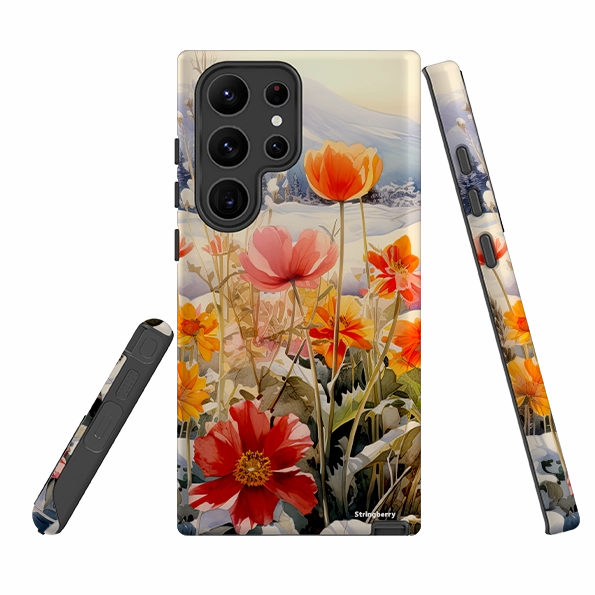 Protective Detailing Edge Trendy Aesthetic Samsung Tough Case - Winter Wild Flowers II