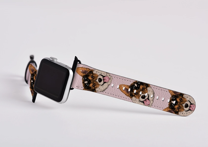 Flexible Durability Welsh Corgi New Pink Apple Watch Strap
