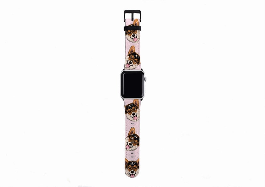 Welsh Corgi New Pink Apple Watch Strap Sporty Motion Fit Premium Touch
