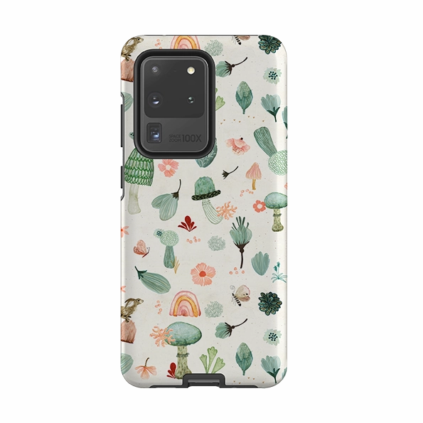 Samsung Tough Case - Mushroom World Cream By Katherine Quinn Matte Texture Finish Modern Grip Texture