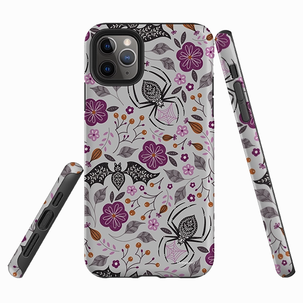 Hybrid Finish Texture iPhone Tough Case - SpiderBat Grey By Jenny Zemanek