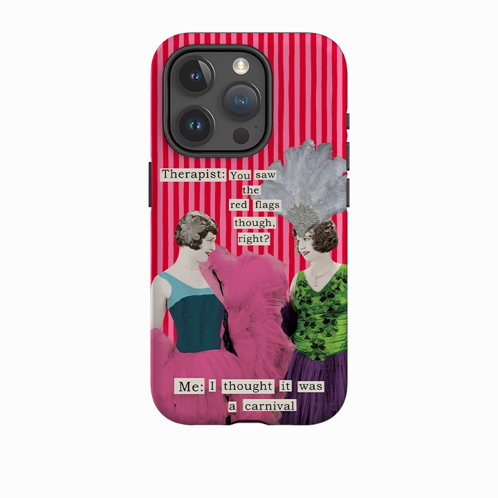 iPhone Tough Case - Therapist Red Flag By Clare Jordan Wireless charging Stylish Grip Texture