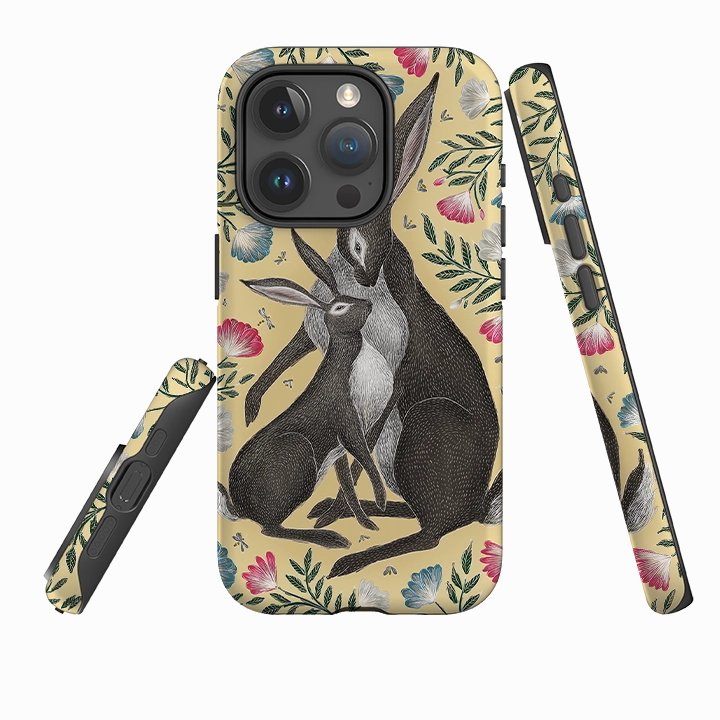 Vivid Pattern Design iPhone Tough Case - Mother And Baby Hare By Catherine Rowe