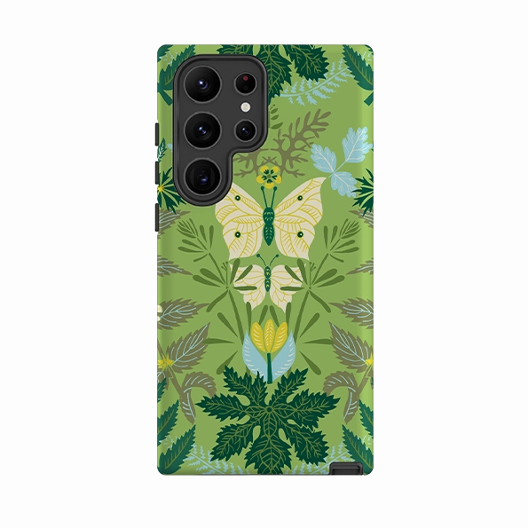 Samsung Tough Case - Leaf Green By Kate Heiss Luxury Finish Texture Easy Removal