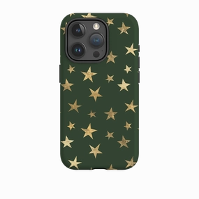 Lightweight Build Quality Water Resistant iPhone Tough Case - Green and Gold Stars