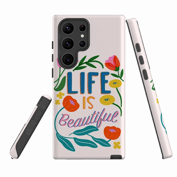 Luxury Pattern Shock Absorber Samsung Tough Case - Life Is Beautiful