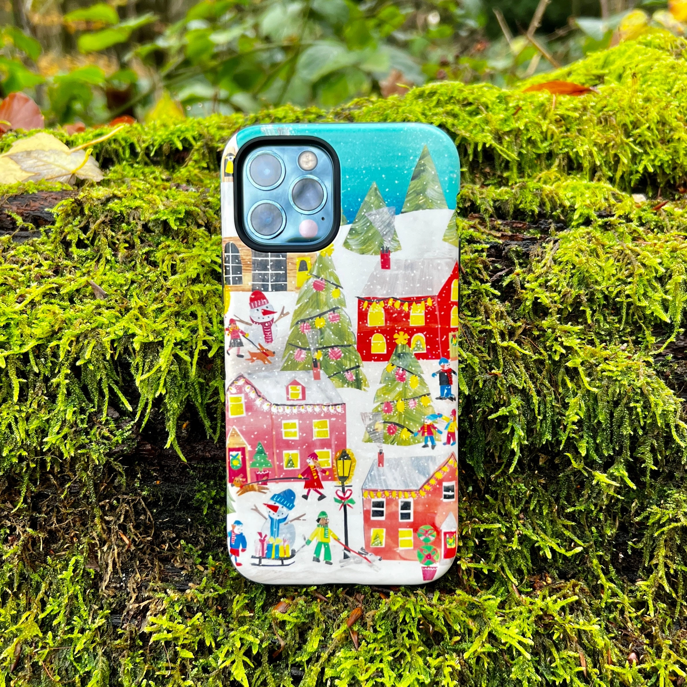 Protective Design Texture iPhone Tough Case - Winter Village By Tracey English