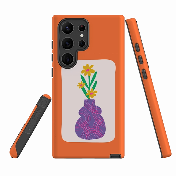 Smooth Grip Layer Modern Texture Build Samsung Tough Case - Summer Vase