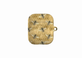 minimalist travel silicone protector Golden Bees Airpod Case ( Gen 1 & 2 )