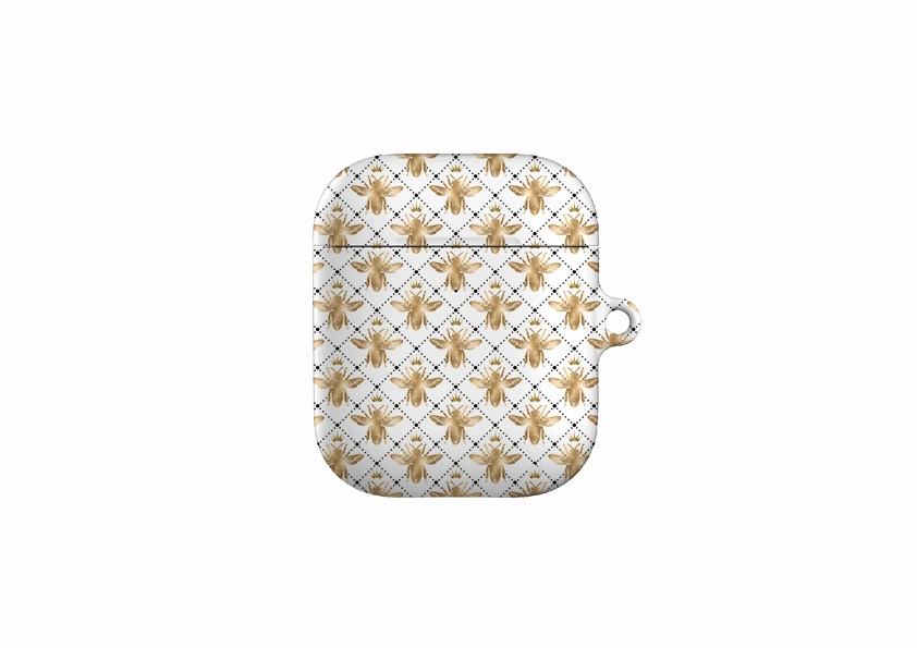 Golden White Bees Airpod Case ( Gen 1 & 2 ) compact handbag accessory