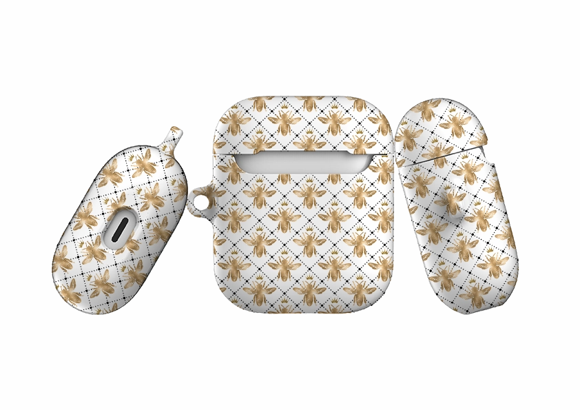 everyday modern style Golden White Bees Airpod Case ( Gen 1 & 2 )