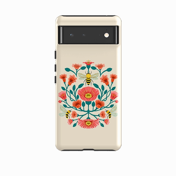 Comfort Style Sleek Profile Google Tough Case -  Bee Floral By Nina Pace