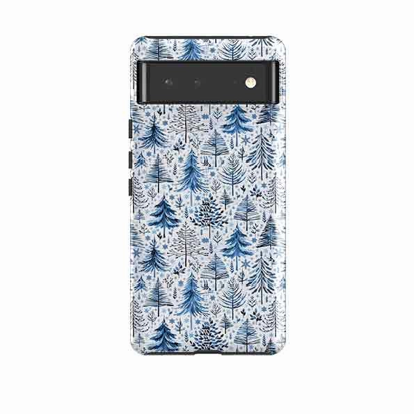 Premium Detail Rugged Design Style Google Tough Case -  Blue Xmas Trees By Elisabeth Haager