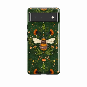 Vivid Surface Detail Soft Silicone Google Tough Case -  Botanical Bee Green By Jade Mosinski