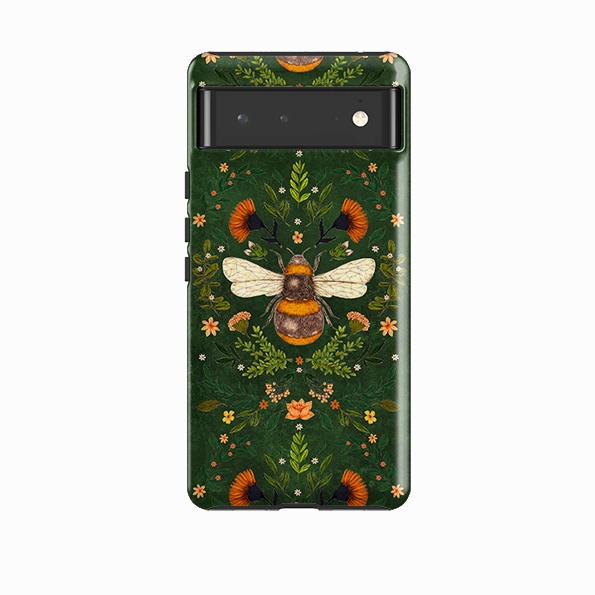 Soft Pattern Layer Google Tough Case -  Botanical Bee Green By Jade Mosinski