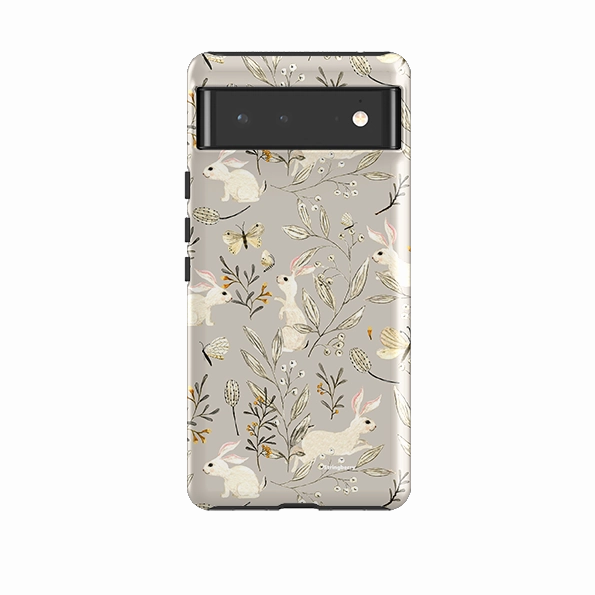 Minimal Aesthetic Touch Sleek Edge Google Tough Case -  Bunnies Grey By Katherine Quinn
