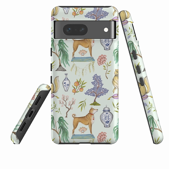 Google Tough Case -  Chinoiserie Menagerie Green By Catherine Rowe Elegant Edge Comfort Feel