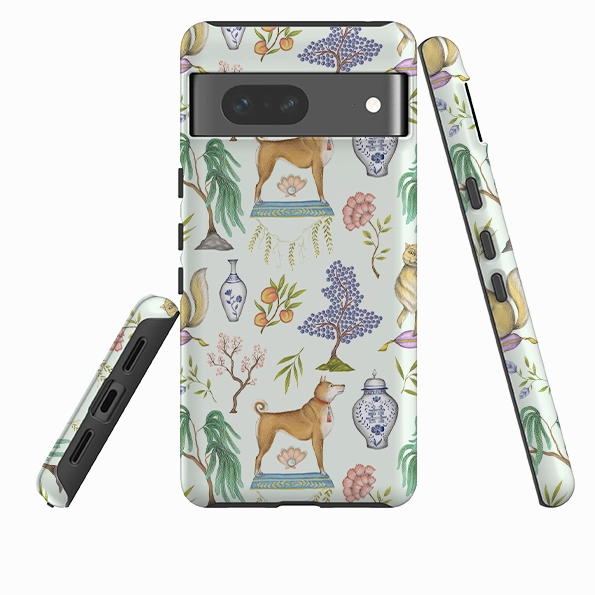 Screen Bumper Google Tough Case -  Chinoiserie Menagerie Green By Catherine Rowe