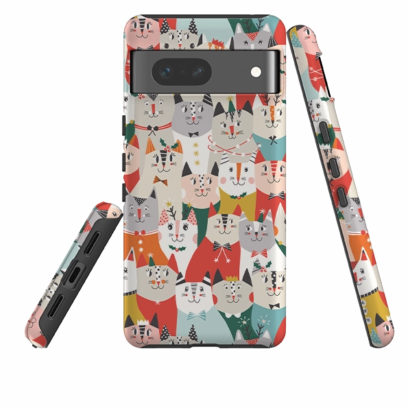 Durable Finish Enhanced grip Google Tough Case - Christmas Cats By Ali Brookes