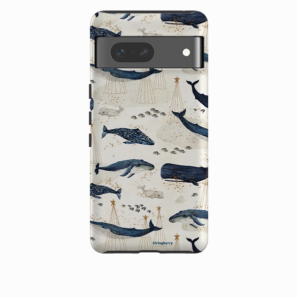 Soft Edge Look Google Tough Case -  Christmas Whale III By Katherine Rowe