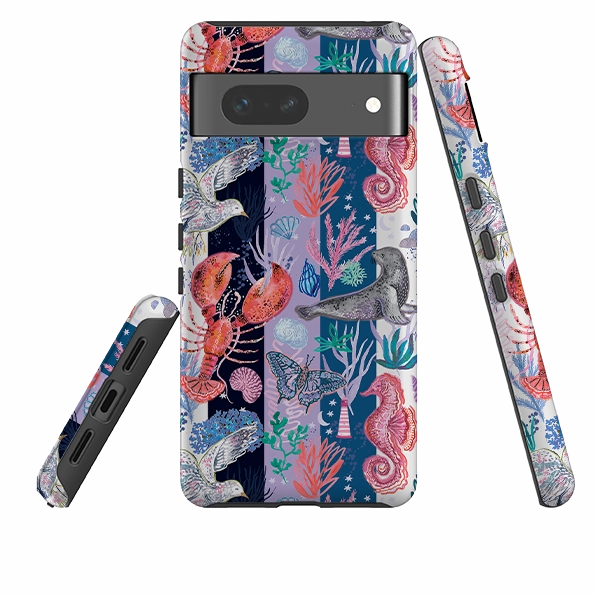 Sleek Edge Strong protection Google Tough  Case - Coastal Calling Stripe III by Emma Frances Grant