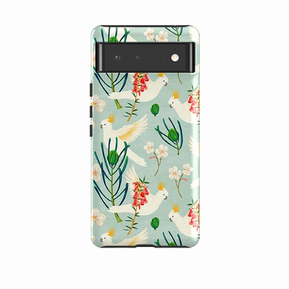 Polished Touch Google Tough Case -  Cockatoo And Flowers By Katherine Quinn