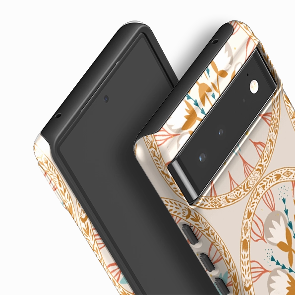 Flexible Edge Texture Travel Ready Google Tough Case -  Cotton Floral By Nina Pace