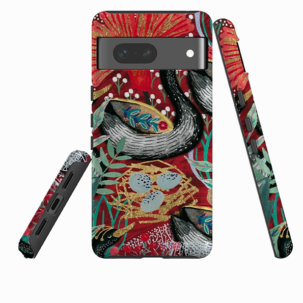 Hybrid Finish Marble finish Google Tough Case - Eight Geese A Laying By Emma Frances Grant